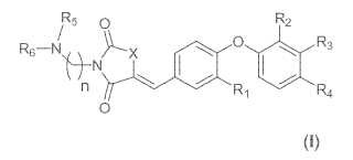 Tiazolidinediona N-alquilada fenoxi-sustituida como moduladores del receptor de estrógenos alfa.