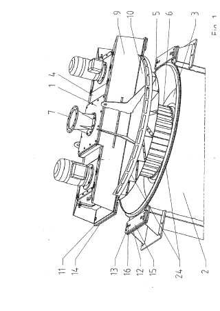 Cribadora de aire de circulación con desacoplamiento técnico de las oscilaciones de la cabeza de la cribadora y la carcasa.