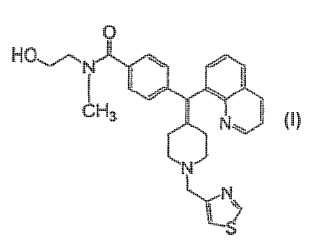 N-(2-hidroxietil)-N-metil-4-(quinolin-8-il(1-(tiazol-4-ilmetil)piperidin-4-ilideno)metil)benzamida, el proceso para su síntesis, así como su uso para el tratamiento del dolor, la ansiedad y la depresión.
