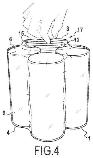Procedimiento de embalaje usando una manga termorretráctil con empuñadura y una manga de embalaje termorretráctil.