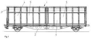Vagón ferroviario para el transporte de mercancías con paredes laterales correderas.