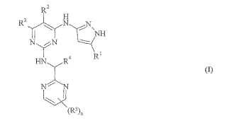Derivados de 4-(3-aminopirazol)pirimidina para su uso como agentes inhibidores de las tirosina cinasas en el tratamiento del cáncer.