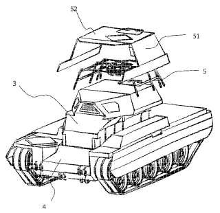 Dispositivo de protección para un vehículo de apoyo militar.