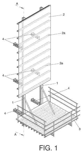 Sistema de protección perimetral autotrepante para obras de construcción en edificios.