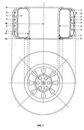 Neumático con distribución de gases a presión en varios volúmenes estancos y válvula única.