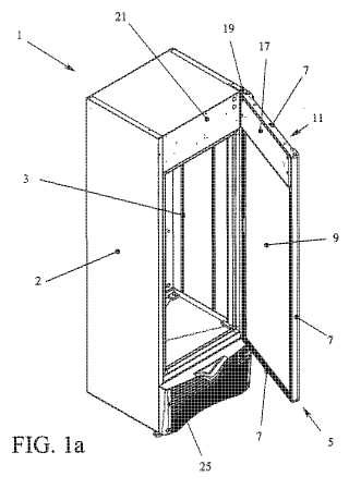 Expositor refrigerado vertical con puerta equipada con la caja iluminada integrada.