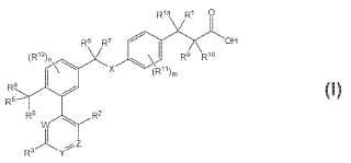 Moduladores de GPR40 de ácidos bifenilfenoxi, tiofenil y aminofenilpropanoico sustituidos.