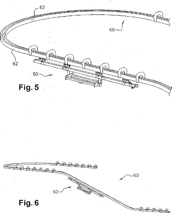 Ilustración 3 de la Galería de ilustraciones de Enganche con órganos de sujeción integrados en la banda de rodadura de fricción, tren y transportador