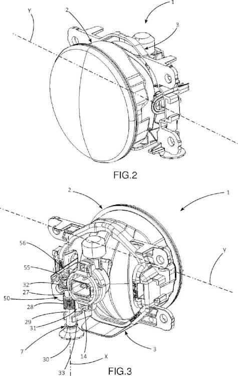 Ilustración 2 de la Galería de ilustraciones de Dispositivo de ajuste de un dispositivo de iluminación y/o de señalización de un vehículo automóvil y procedimiento de montaje de dicho dispositivo