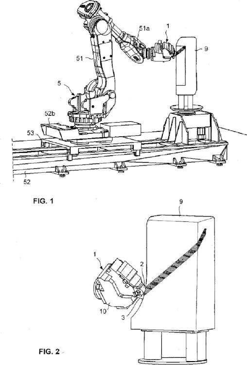 Ilustración 1 de la Galería de ilustraciones de Procedimiento y máquina para la aplicación de una banda de fibras sobre superficies convexas y/o con aristas