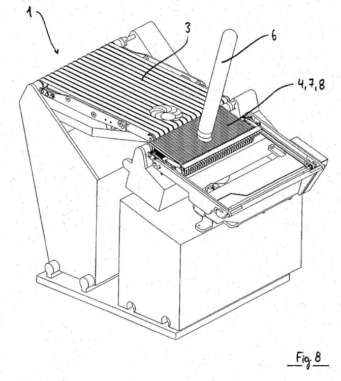 Ilustración 8 de la Galería de ilustraciones de Procedimiento y dispositivo para cortar en rodajas de una barra extruida de alimento