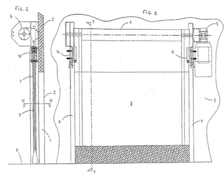 Dispositivo de persiana y elemento de reintroduccion de una persiana en una corredera de guiado.