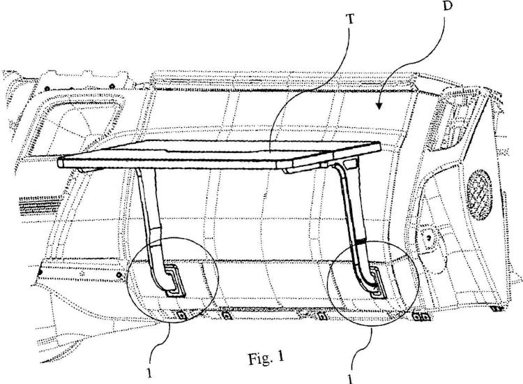 Ilustración 1 de la Galería de ilustraciones de Sistema de soporte de una mesa plegable vehicular, en particular para vehículos industriales o comerciales