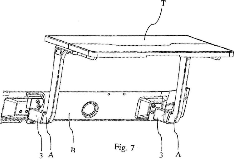 Ilustración 5 de la Galería de ilustraciones de Sistema de soporte de una mesa plegable vehicular, en particular para vehículos industriales o comerciales
