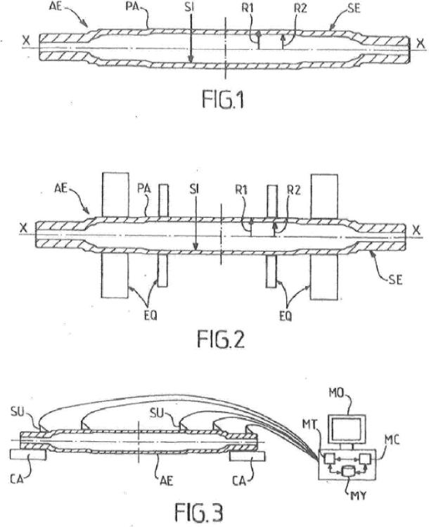 Ilustración 1 de la Galería de ilustraciones de Procedimiento y aparato de control no destructivo manual de ejes de ruedas tubulares con perfiles de radios interno y externo variables