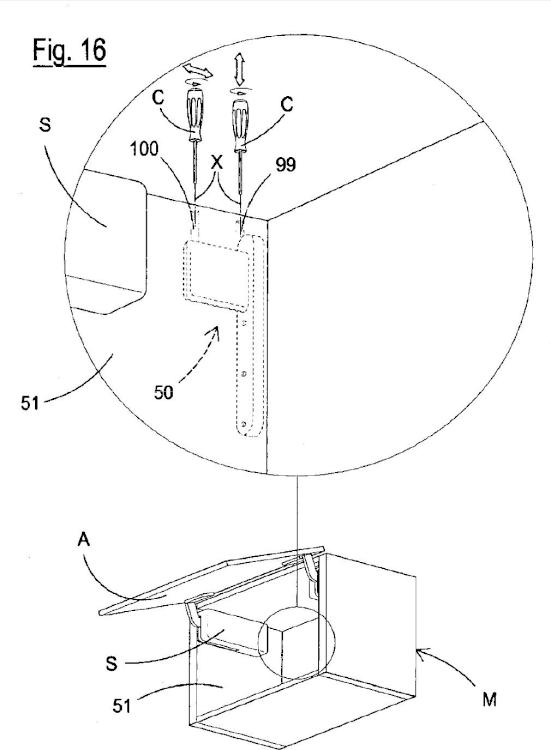 Ilustración 6 de la Galería de ilustraciones de Dispositivo oculto para el montaje en pared de un componente estructural de un mueble, con regulación desde arriba