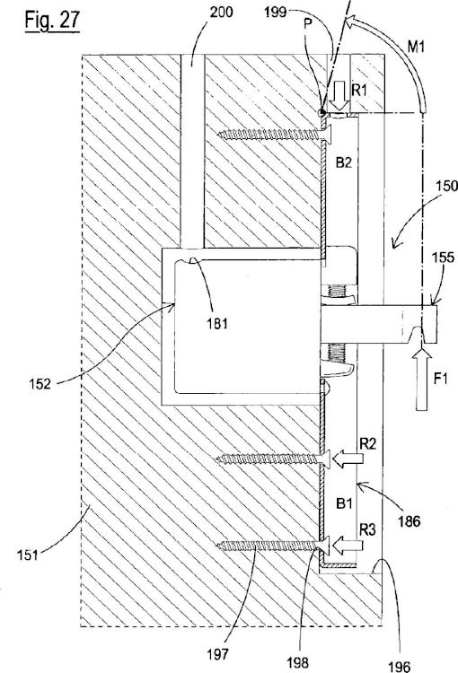 Ilustración 11 de la Galería de ilustraciones de Dispositivo oculto para el montaje en pared de un componente estructural de un mueble, con regulación desde arriba