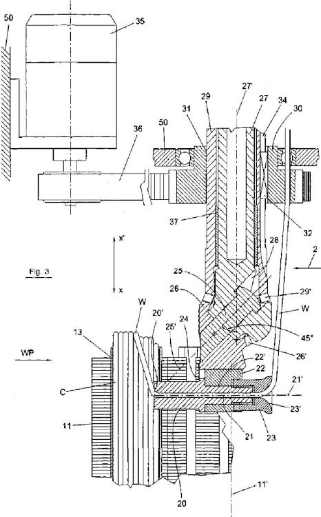 Ilustración 3 de la Galería de ilustraciones de Aparato y método para enrollar y rematar núcleos de máquinas dinamoeléctricas