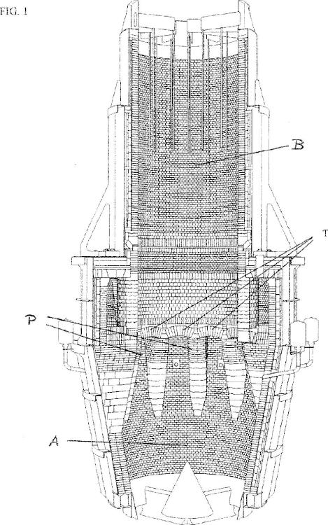 Construcción de soporte de horno industrial de tipo puente, de ladrillos cerámicos refractarios.