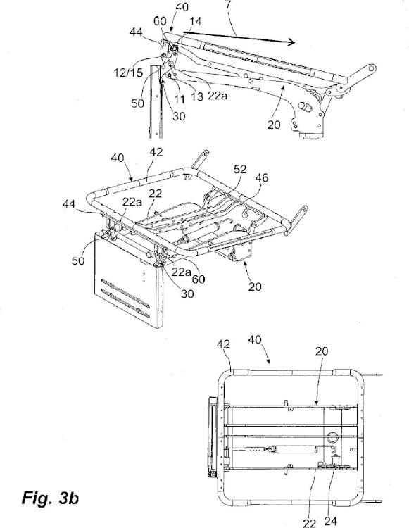 Ilustración 3 de la Galería de ilustraciones de Sistema de herraje para un mueble de asiento, mueble de asiento con este sistema y procedimiento para adaptar un sistema de herraje