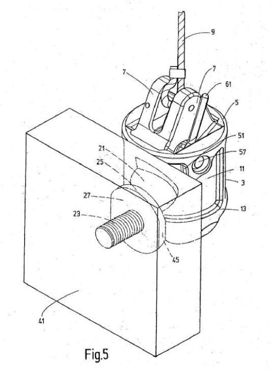 Ilustración 5 de la Galería de ilustraciones de Dispositivo de prensión de carga destinado a transmitir fuerzas de carga, como fuerzas de cables o fuerzas de sujeción, de estructuras planas