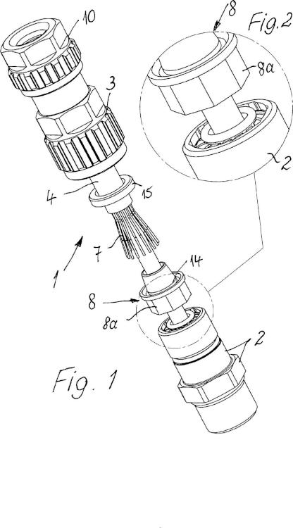 Ilustración 1 de la Galería de ilustraciones de Unión atornillada de cable con dispositivo de sujeción para una armadura del cable