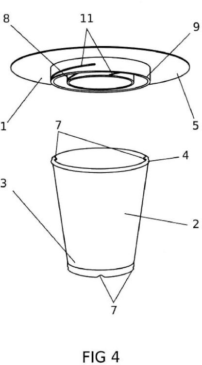 Ilustración 4 de la Galería de ilustraciones de Posavasos acoplable por ensambladura como estabilizador a la base de un vaso y como tapa a la boca