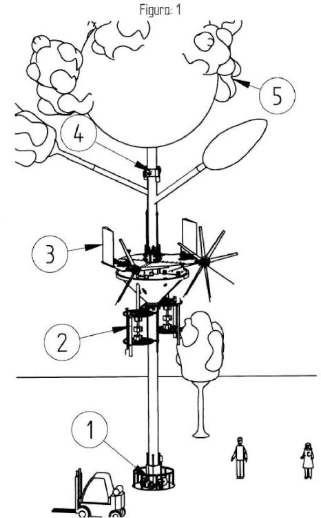 Ilustración 1 de la Galería de ilustraciones de Torre de generación eólica variable para su instalación en árboles o pilares tubulares