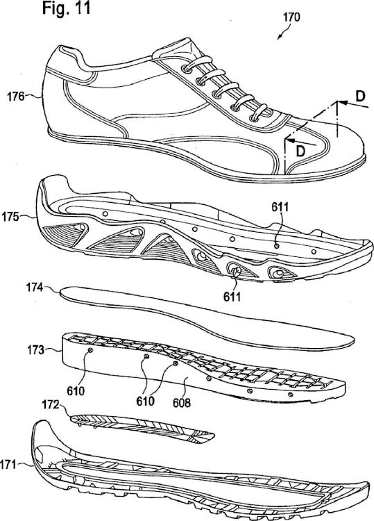 Ilustración 5 de la Galería de ilustraciones de Elemento de suela de ventilación para un zapato, así como un conjunto de suela y un zapato transpirable impermeable que comprende el mismo