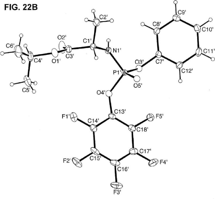 Ilustración 6 de la Galería de ilustraciones de (S)-2-(((S)-(((2R,3R,4R,5R)-5-(2,4-dioxo-3,4-dihidropirimidin-1-(2H)-il)-4-fluoro-3-hidroxi-4-metiltetrahidrofuran-2-il)metoxi)(fenoxi)fosforil)amino)propanoato de isopropilo cristalino