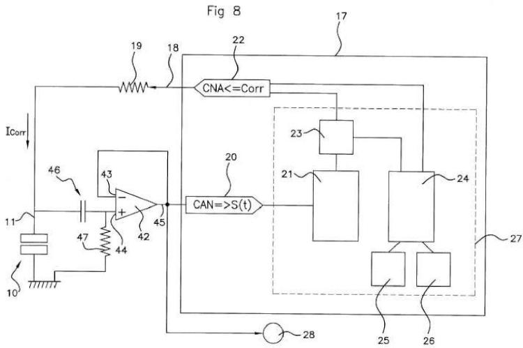 Ilustración 6 de la Galería de ilustraciones de Método y circuito para procesar una señal suministrada por un sensor piezoeléctrico, y dispositivo de medición de presión para motor de pistón