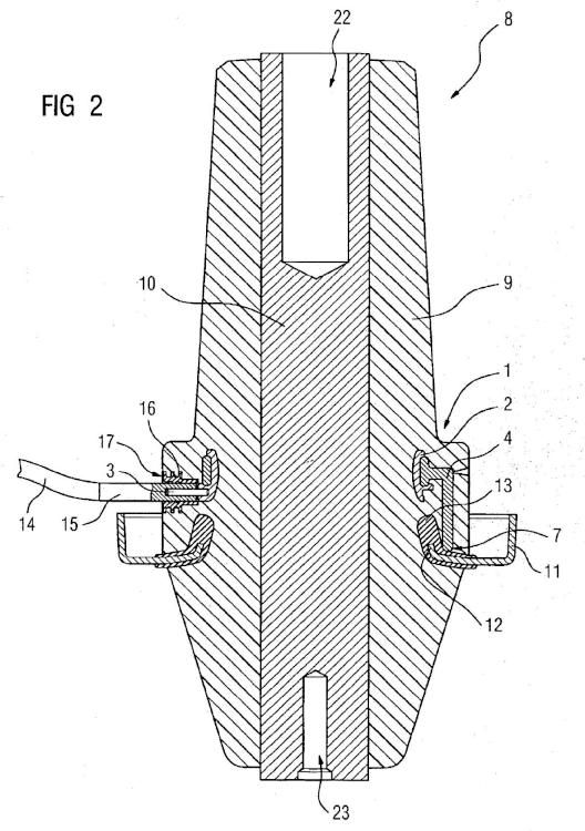 Ilustración 2 de la Galería de ilustraciones de Electrodo de acoplamiento para la toma de tensión capacitiva dentro del cuerpo aislante de un pasamuros o de un aislador de soporte