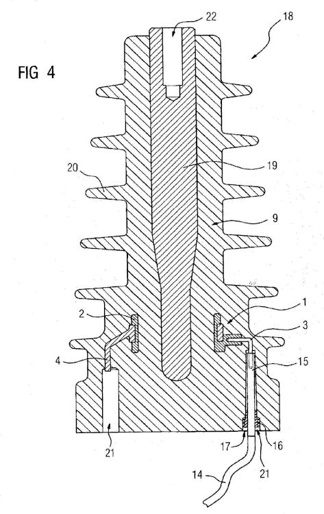 Ilustración 4 de la Galería de ilustraciones de Electrodo de acoplamiento para la toma de tensión capacitiva dentro del cuerpo aislante de un pasamuros o de un aislador de soporte