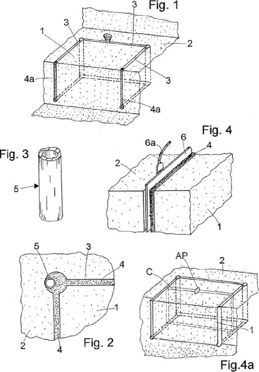 Un procedimiento para reforzar bloques o losas de material pétreo.