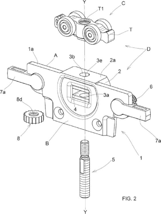 Ilustración 2 de la Galería de ilustraciones de Dispositivo de soporte y de ajuste para carro de puerta deslizante