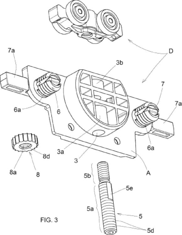 Ilustración 3 de la Galería de ilustraciones de Dispositivo de soporte y de ajuste para carro de puerta deslizante