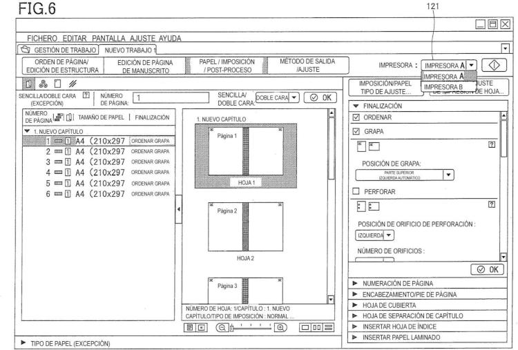 Ilustración 6 de la Galería de ilustraciones de Medio de grabación de información legible por ordenador que almacena programa de edición de trabajo de impresión, aparato de edición de trabajo de impresión, método de edición de trabajo de impresión y sistema de impresión