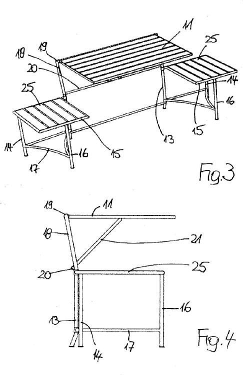Mueble de asiento con función de mesa integrada.