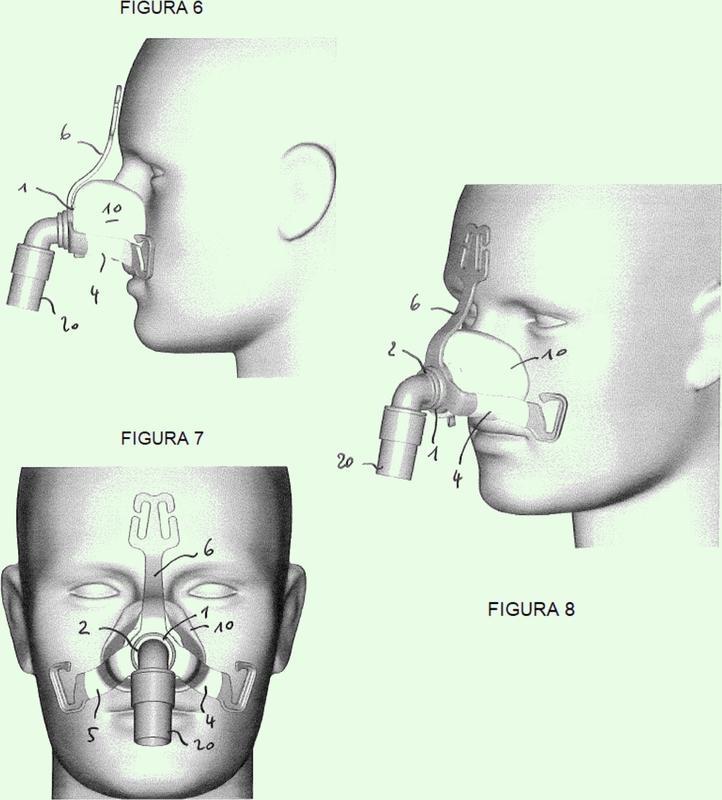 Máscara respiratoria nasal con brazos flexibles.
