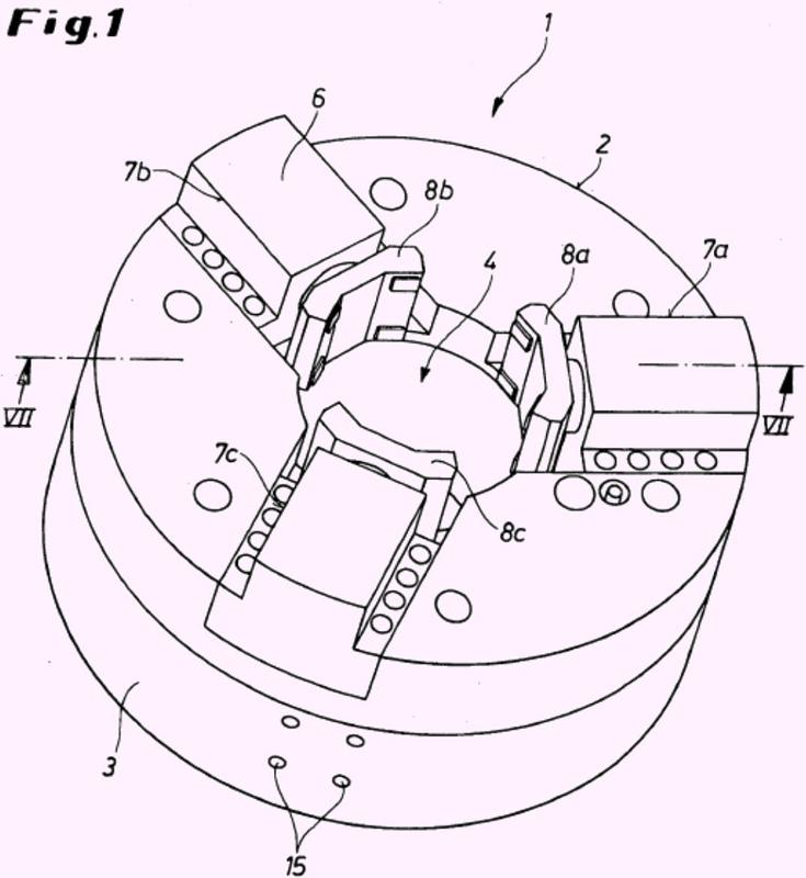 Mandril de sujeción de una máquina herramienta para mecanizar una pieza de trabajo tubular rotativa.