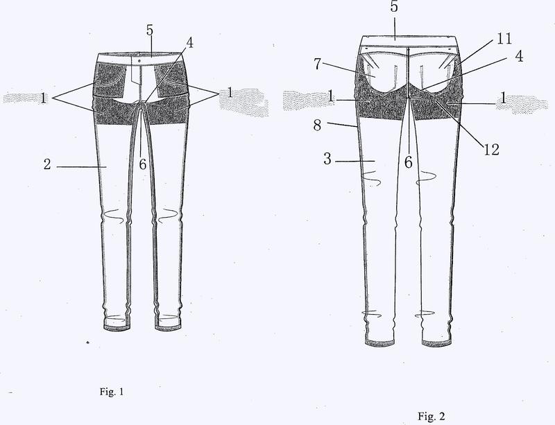 Pantalón tejano que resalta las caderas y procedimiento de fabricación.
