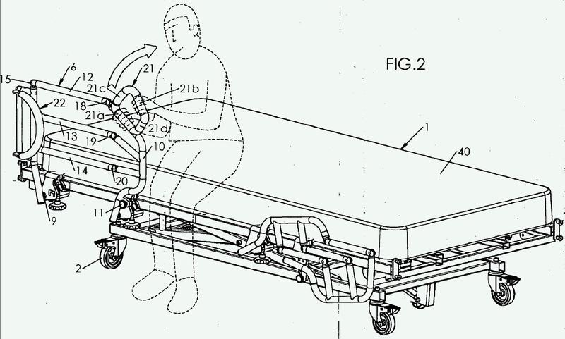 Cama que comprende una barrera que incluye un punto de ayuda técnica en la posición sentada.