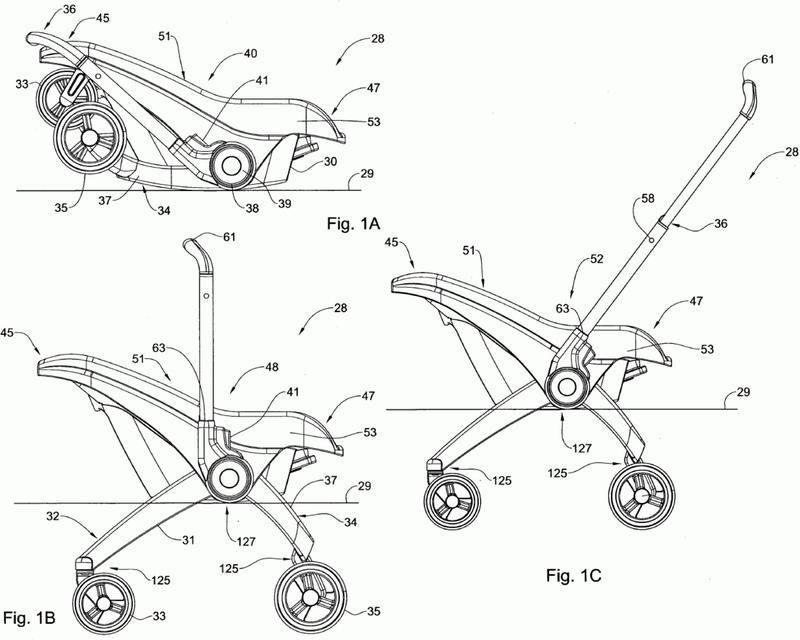 Asiento de seguridad de coche para bebés convertible en un asiento de bebe rodante.