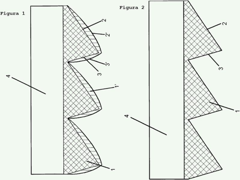 Estructura de superficie y lente de Fresnel y herramienta para la producción de una estructura de superficie.