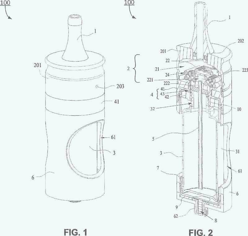 Cigarrillos electrónicos que tienen un depósito de e-líquido que puede ser apretado.