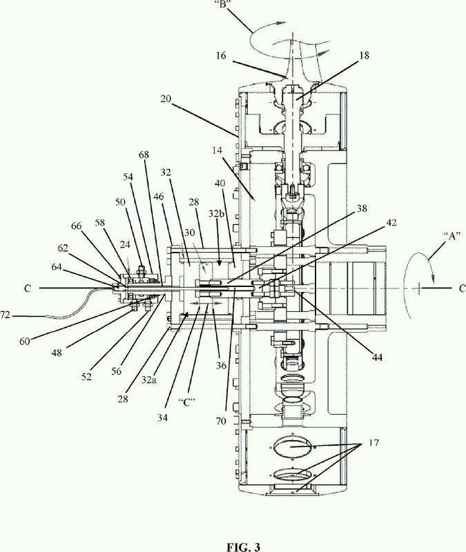 Junta hidraúlica giratoria con sonda de desplazamiento montada en la línea central, sistema para medir el desplazamiento del sistema de regulación del ventilador axial de paso variable y método del mismo.