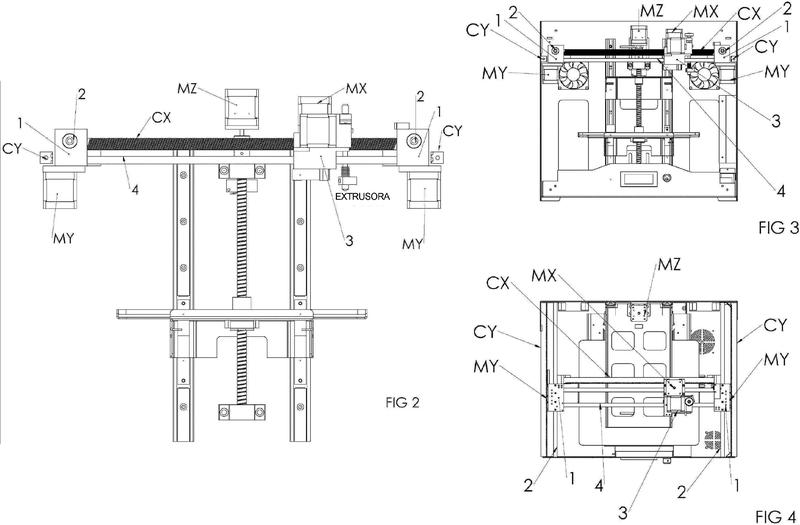 Sistema de movimiento mecatrónico para impresora tridimensional que utiliza piñones y cremalleras helicoidales.